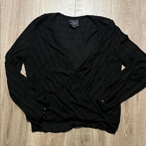 Maeve Anthropologie Black Wrap Blouse Size XL